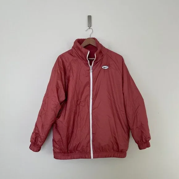 Nike Reversible Big Swoosh Full Zip Sherpa Jacket in Pink Size XS - Picture 4 of 7